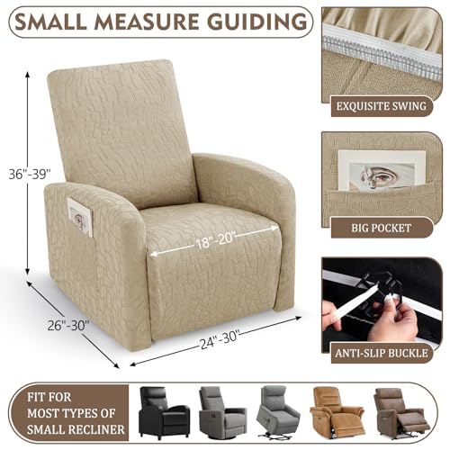 Image of ZNSAYOTX 100% Waterproof Recliner Chair Covers, 3-Piece Stretch Fit Recliner Slipcovers with Buckle & Elastic Band for Lazy Boy, Stay in Place, Soft Plaid Jacquard Protector (Small, Khaki)