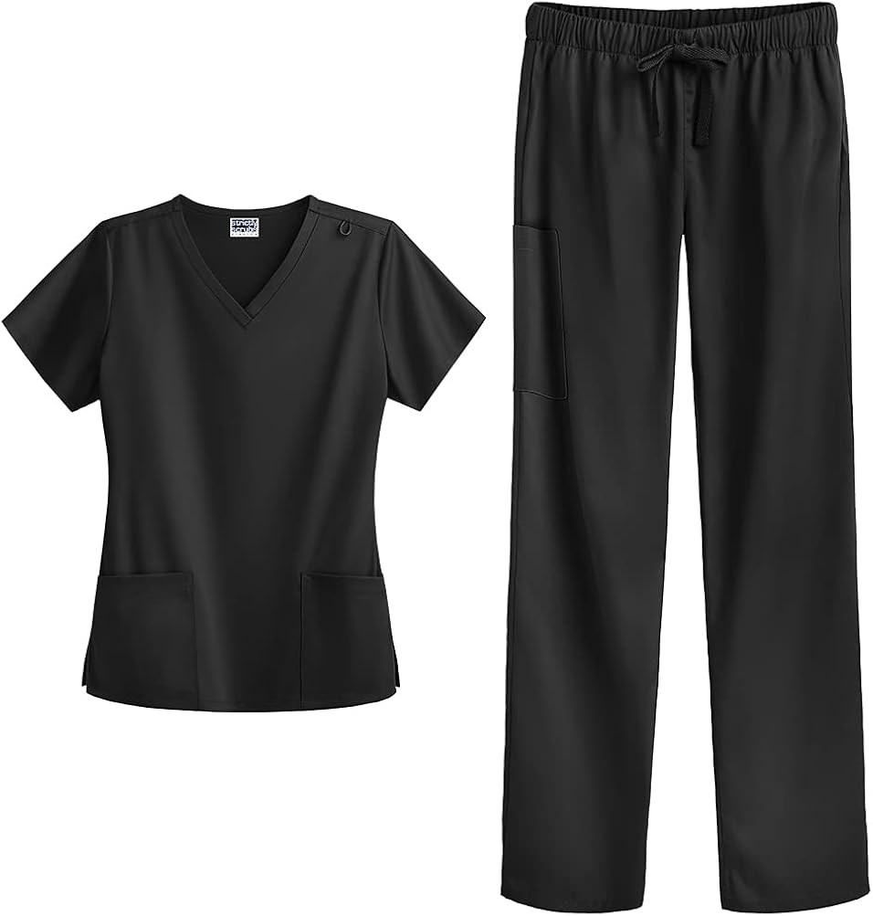 Strictly Scrubs Stretch Women’s Four Way Stretch Scrub Set (XS-3X, 15 Colors) - Includes V-Neck Top and Pant: Clothing, Shoes & Jewelry