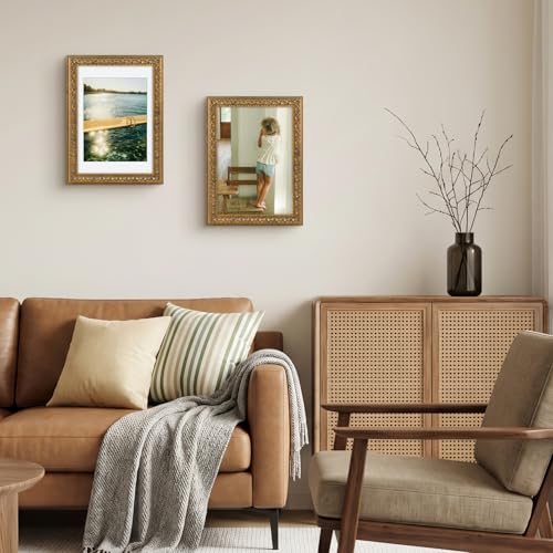 Image of Golden State Art, 10X14 Ornate Finish Photo Frame With White Mat for 8.5x11 Picture & Real Glass, Color: Bronze