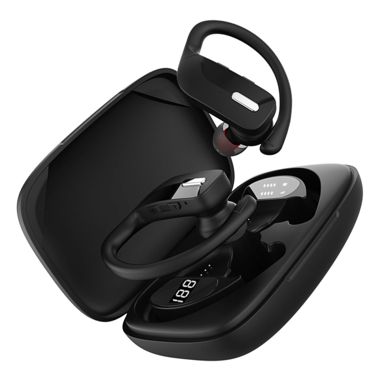 ULTECHNOVO Auriculares Negro Inalámbricos Impermeables Supraaurales T17 | 1 Juego, 60 Ma, Abs y Silicona, Sonido Claro y Transmisión de Audio sin Pérdidas