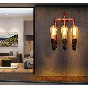 Wandlamp, industrie, retro, van waterbuis, Edison, wanddroger, vintage, steampunk, industriële lamp, wandlamp, messing…