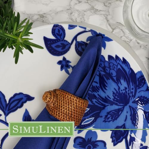 image for SimuLinen Dark Blue Linen Feel Disposable Dinner Napkins - Cloth-Like 