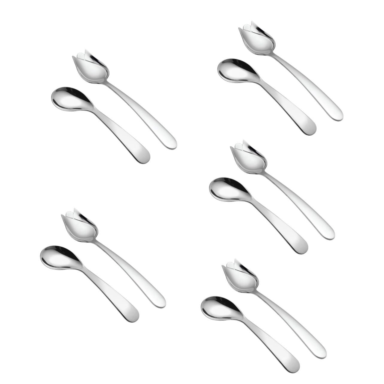 Didiseaon 5 Juegos Vajilla Para Personas Mayores Vajilla Cubiertos Cucharas Utensilios Para Servir Cuchara Pequeña En Ángulo Ayudar Vajilla Adaptable Utensilios Para Comer 2 piezas * 5