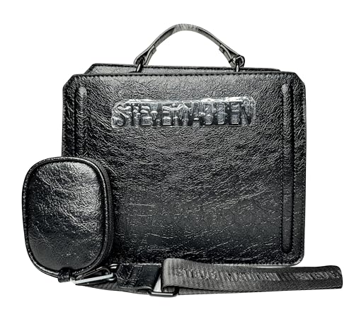 Steve Madden Bevelyn Crinkle Patent Convertible Crossbody Bag, Black - Main Image