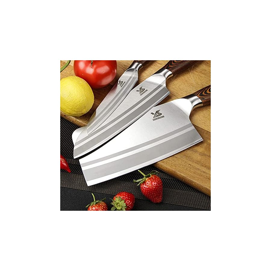 MSY-BIGSUNNY-4-Pieces-Kitchen-Knife-Set-7-Chopper-7-Santoku-Knife-5-Utility-and-Kitchen-Shears-for-Easy-Fast-Cutting-Slicing-Multipurpose-German-Steel-X50CrMoV15 MSY BIGSUNNY 4 Pieces Kitchen Knife Set 7" Chopper 7" Santoku Knife 5" Utility and Kitchen Shears for Easy Fast Cutting & Slicing Multipurpose, German Steel - X50CrMoV15