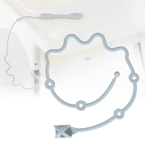 Cucharas de bebé que se alimentan por sí misma, correa de silicona de grado alimenticio para mantener el tenedor y la cuchara fuera del suelo, ideal