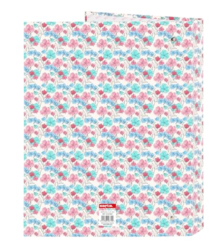 MOOS FLORES Ordner mit 4 Ringen, ideal für Kinder verschiedener Altersgruppen, bequem und vielseitig, Qualität und Widerstandsfähigkeit, 26,5 x 33 cm, mehrfarbig, bunt, Estándar, Lässig