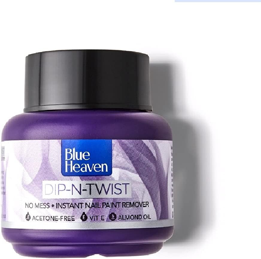 Blue Heaven Dip & Twist Nail Polish Remover, Infused with Vitamin E and Almond Oil, Acetone Free, Gentle Nail paint Remover, 40ml