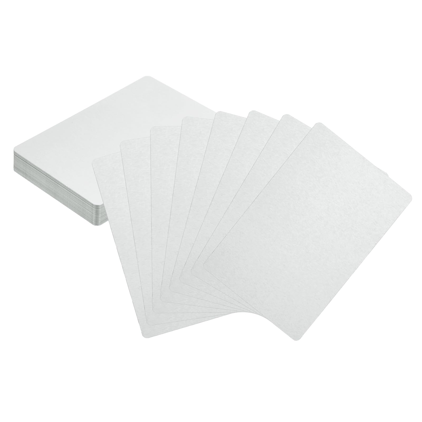 sourcing map 50pcs Metal Business Cards Blanks 3.4" x 2.1" x 0.01" Aluminum Laser Engraving Blank Name Custom Card CNC Engraving Sheets for House Office DIY Gift Plate Invitations, Silver โ image 1