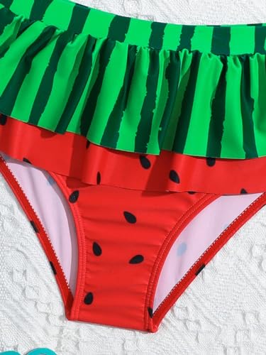 Image of WDIRARA Toddler Girl's 2 Piece Cute Swimwear Printed Criss Cross Ruffle Swimsuits Beach Sport Bathing Suit