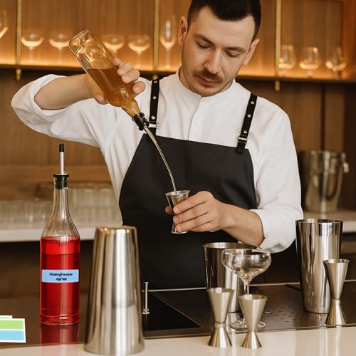 Image of 20 Pcs 32 oz Plastic Liquor Bottles Long Neck Bar Juice Pour Bottles with Liquor Pour Spout and Caps Snow Cone Syrup Bottles for Juice Alcohol