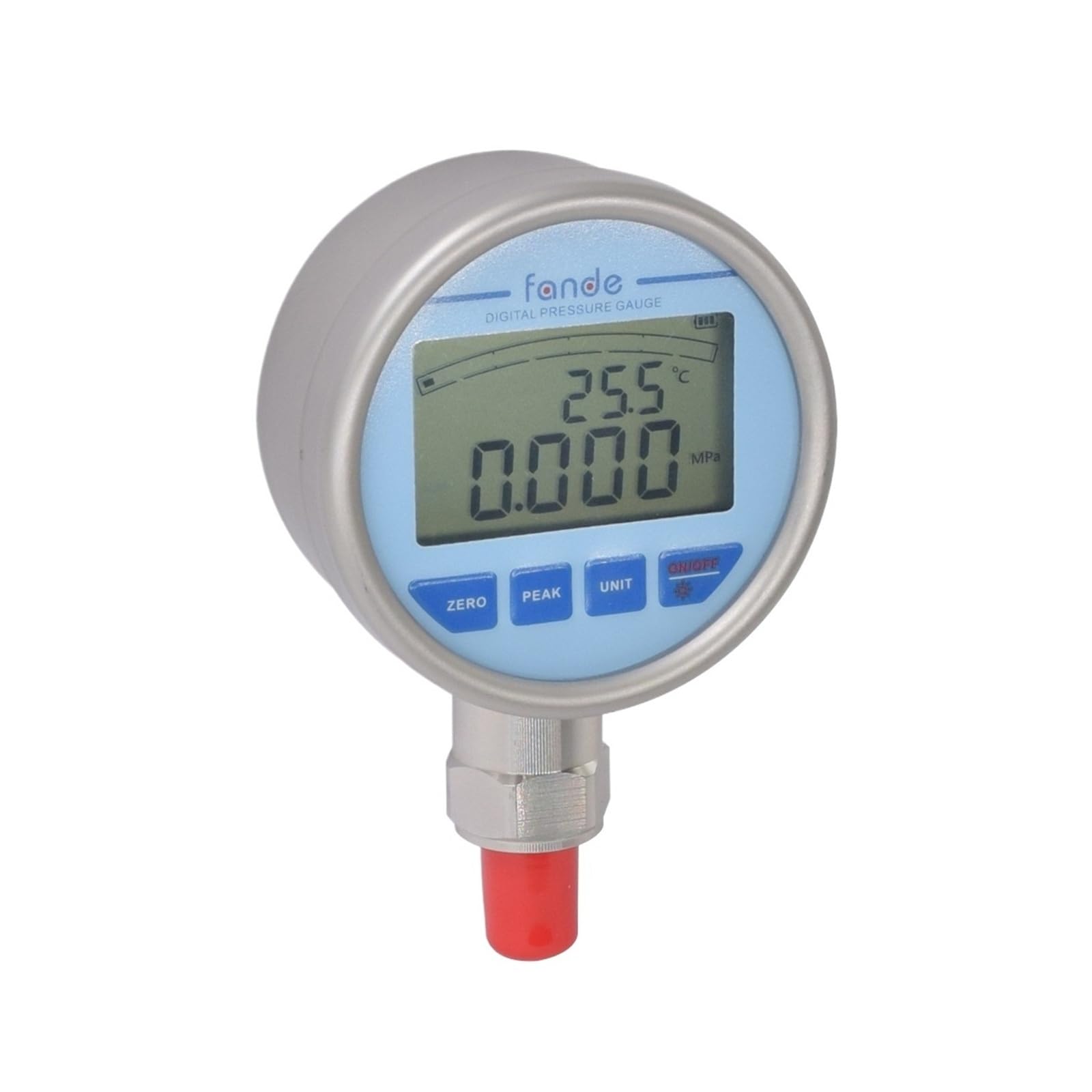 Edelstahl-Manometer, G1/2 batteriebetrieben mit Hintergrundbeleuchtung for Öl-Luft-Wasser-Manometer(0-40Mpa)