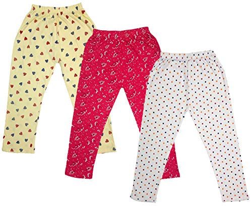 Image of IndiWeaves Girls Printed Cotton Capri Pants for Summer (White1,Magenta1,Yellow) Pack of 3