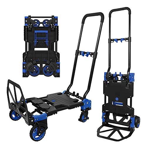 Dushiabu Zusammenklappbarer Sackkarren, 2 in 1 Umwandelbarer Transportwagen, 330 Lbs Tragfähigkeit, Tragbare Hochleistungswagen Mit Teleskop- Und Gummirädern Für Den Innen- Und Außenbereich Cover