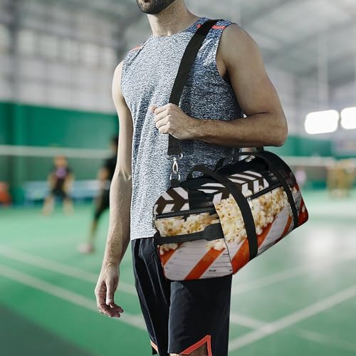 Gym Bag,Cinema Clapboard And Popcorn Gym Duffle Bag,sports Gym Bag,small Fitness Workout Sports Duffle Bag,gym Bag for Women And Men, style 6