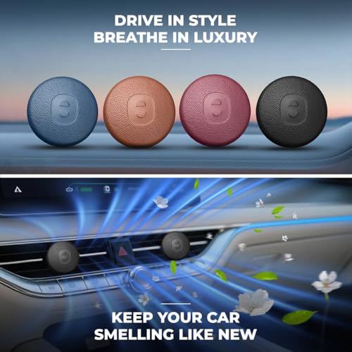 Image of Keyzone Premium Leather Key Cover & AC Vent Car Perfume Combo (4 Fragrances) | Compatible for Suzuki Victoris, Dzire, Ertiga 3 Button Smart Key. (Black)