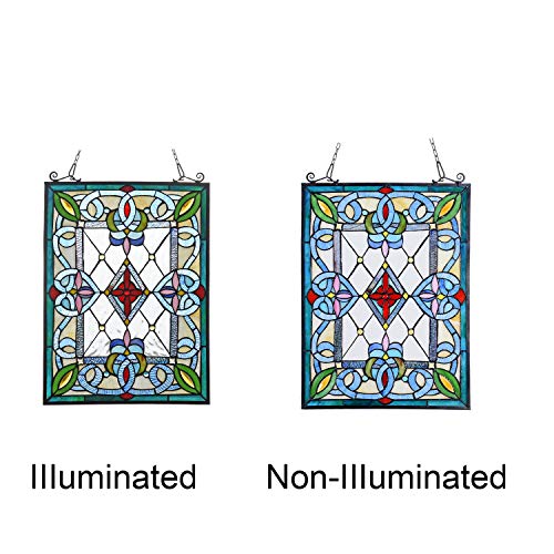 COTOSS Stained Glass Window Hangings, Victorian Stained Glass Panel, Tiffany Window Panel Hanging, Tiffany Glass Panel, Suncatcher, Tiffany Style Window Hanging