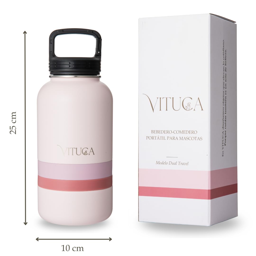 Bebedero Perro Portátil 1L de Acero Inoxidable Aislado | Botella Agua Perro Ultra Resistente con Compartimentos para Comida o Premios | Sistema 2 en 1 para Paseo y Viaje