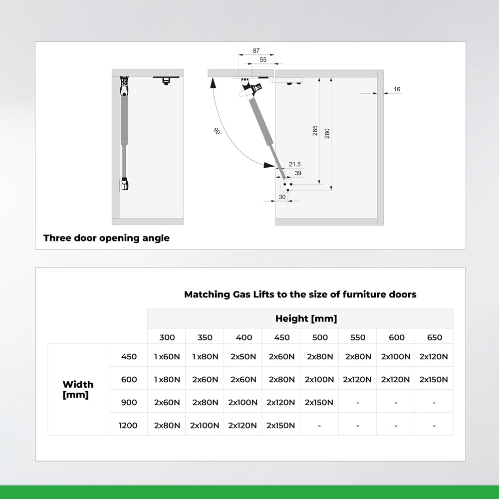 ATM Gasdruckdämpfer 247mm Soft-Close - 4 Stück Set Für Möbelfronten & Klappen