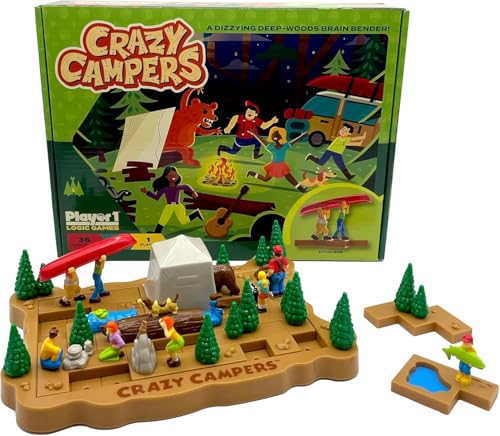 Crazy Campers Logic Puzzle Game – 36 Single-Player Challenges, Kids & Adults, Difficulty Easy to Expert, Travel-Friendly, Brain-Building Fun, Ages 8+