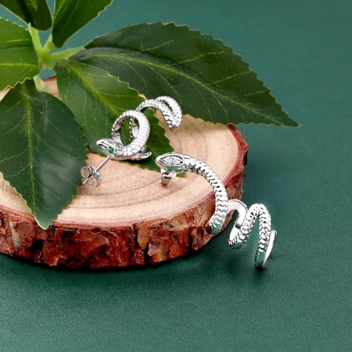 Snake Earrings for Women - Silver CZ Pieceing Snake Crawler Climber Cuff Studs Earring CZ Wrap Earrings Jewelry3