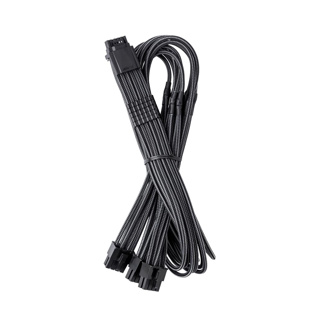 CableMod RT-Series Pro ModMesh Sleeved 12VHPWR StealthSense PCI-e Cable for ASUS/Seasonic/Phanteks (Carbon, 16-pin to Triple 8-pin, 60cm)