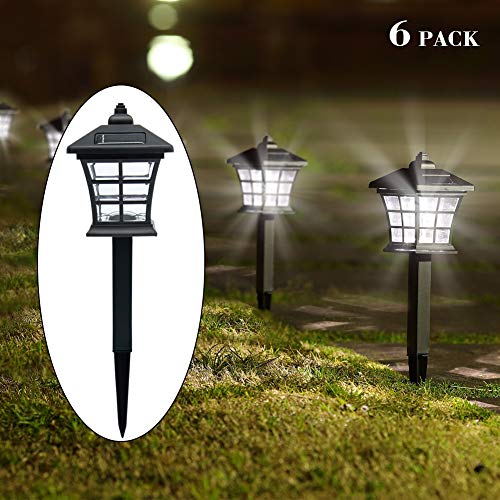 Twinkle Star 6 Pack Solar Pathway Lights Outdoor Solar Garden Lights Solar Powered