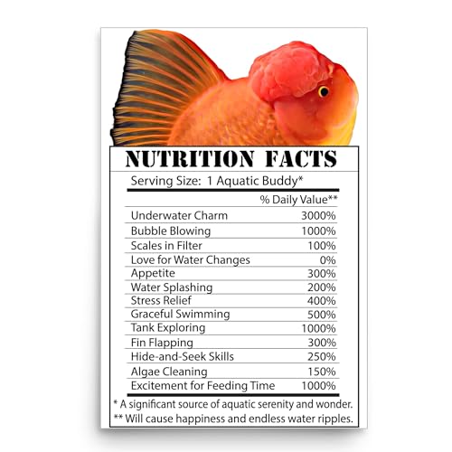 Lovesout Funny Oranda Goldfish Peeking Face Nutrition Facts Wall Art