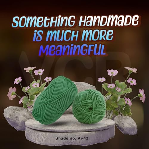 Image of VCR Dark Green Yarn, 100 Grams Hank, 190 Meters Length, Acrylic Ball for Crochet and Knitting, Soft Crosia Threads, Pack of 1 Yarn, Suitable for DIY Crafts