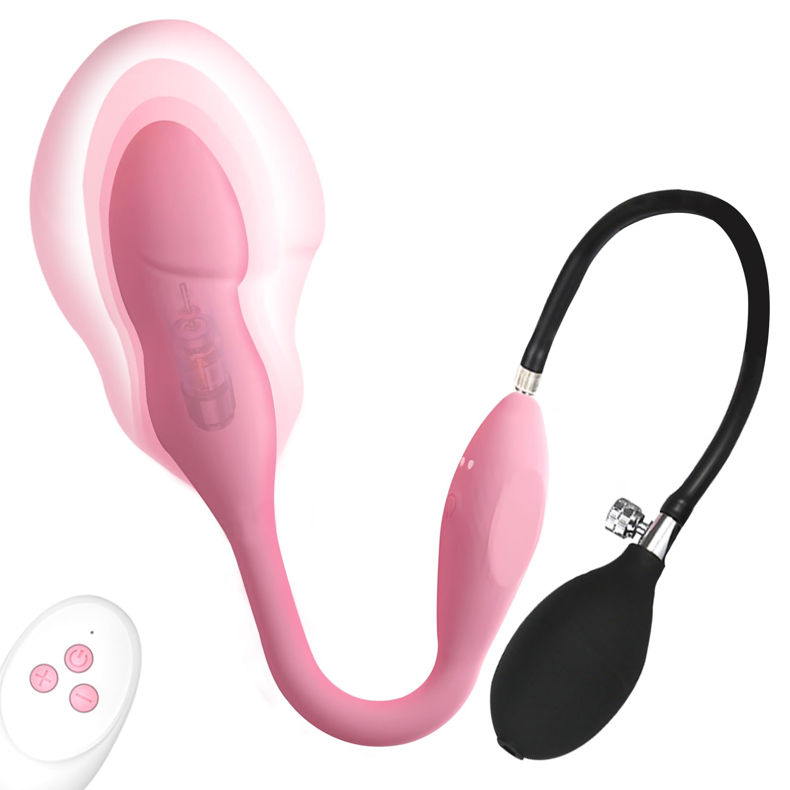 Vaginal Anal Trainer with Remote Control Inflatable Dildo with Adjustable Thickness G-spot Prostate Vibrator with 10 Vibration Modes