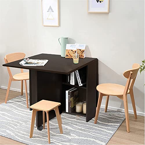 Vanspace Folding Dining Table Drop Leaf Table For Small Spaces With Storage Racks Multifunction Space Saving Table Extension Dinner Table For Kitchen Bedroom Dining Room #TOP2