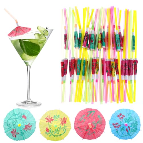 500 pitillos con sombrilla para fiesta tropical miniatura 1