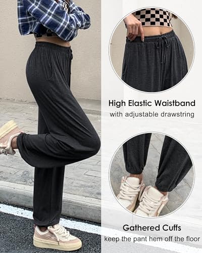 Asimoon Women Sweatpants With Pockets Elastic Waist Workout Sports Gym Pants Comfy Lounge Yoga Running Jogging Pants Grey thumb #1