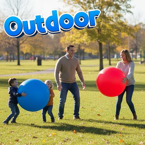 image for PlayBolt Jumbo 18-Inch Playground Balls (2 Pack, Red & Blue) - Giant L