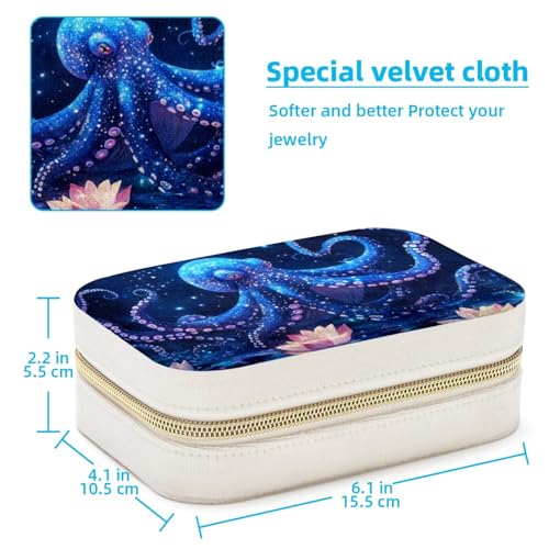 Boîte à bijoux portable pieuvre et lotus bleu de prestige