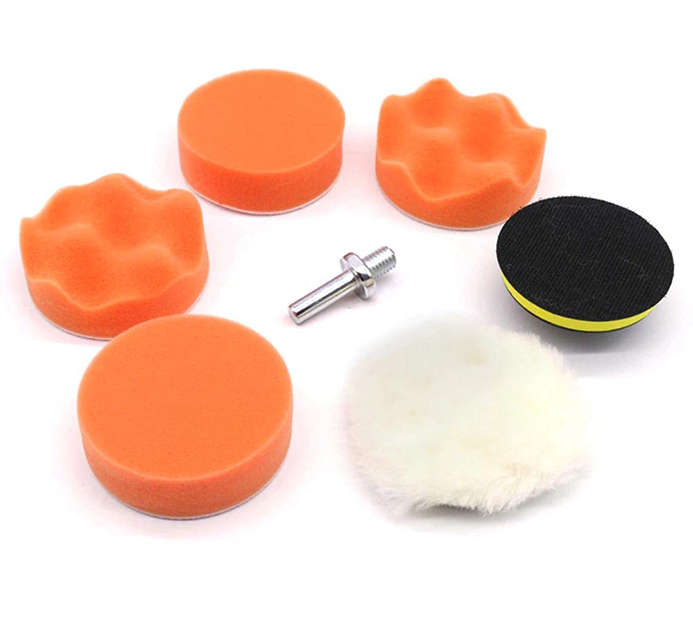 uptodateproducts 7pcs 3" Car Sponge Polishing Pad Set Polishing Buffer Waxing Adapter Drill Kit for Auto Body Care Headlight Assembly Repair-image-18