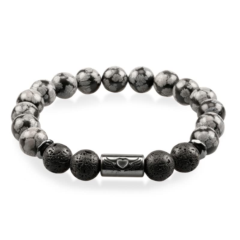 Photo 1 of Black Beaded Crystal Triple Protection Men's Bracelets Jewelry Handmade with 10mm 6.5"