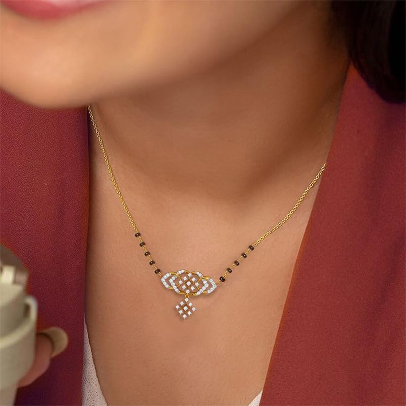 Image of KISNA JEWELS 14KT|18KT BIS Hallmark Pure Gold and Diamond Mangalsutra For Women