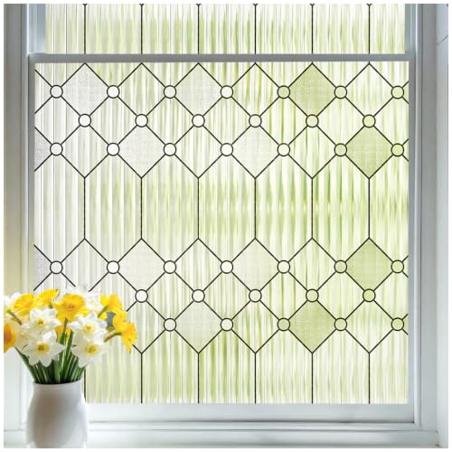 Image of Coavas Reeded Glass Window Privacy Film, 3D Fluted Frosted, 29.5 inch x 78.7 inch