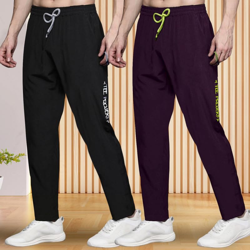 Image of Pinkmint Track Pant for Men ll Soild Track Pant ll Stretchable Regular Fit ll Yoga Wear ll Active wear (Pack of 2)