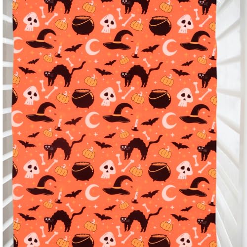 Image of Cloele Pumpkin Ghost Halloween Crib Sheet,Orange,1 Pack,52x28in