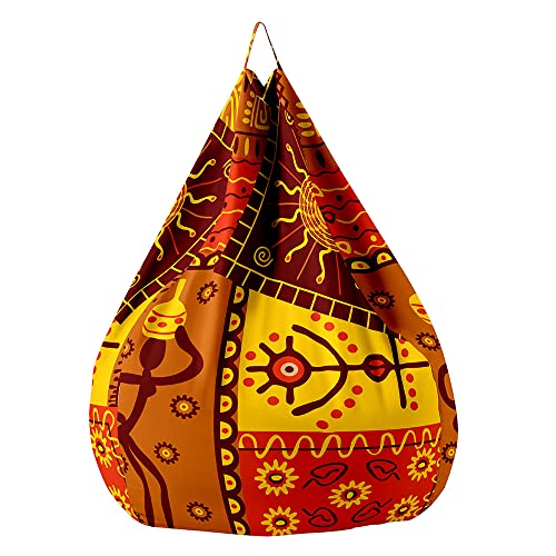 Treer Pouf Poire sans Garnissage pour Adulte Enfants, Géant Fauteil Poire sans Remplissage, Motif Art Tribal Confortable Housse de Pouf Poire Chaise Longue de...