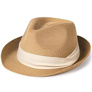 FURTALK Fedora Panamahoed voor dames, heren, strohoed in Trilby-look, verschillende maten, strandhoed