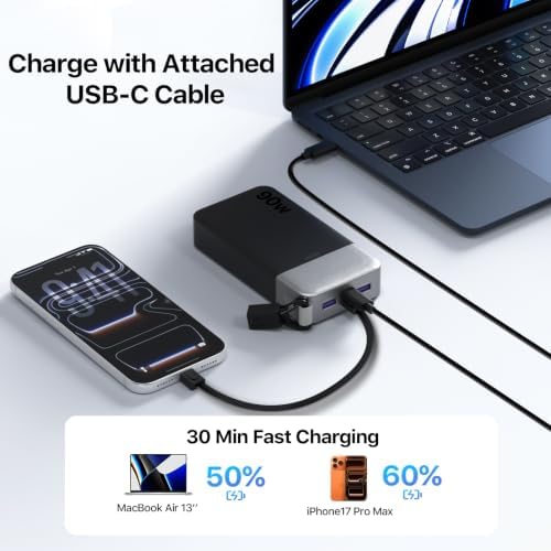 JUOVI Power Bank 90W 20000mAh Laptop Portable Charger with Detachable Cable - 3
