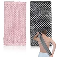 2 Stück Japanischer Exfoliating Waschlappen Set, SetRückenschrubber Rückenbürste, Peelinghandschuh Rückenschrubber, Duschschwamm, Peeling Schwamm für Männer und Frauen (Schwarz Rosa)