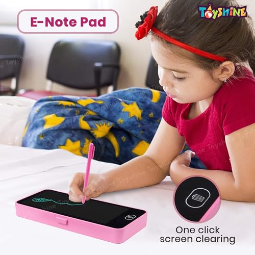 Image of Toyshine Plastic 2 in 1 Digital LCD Writing Tablet Children Doodle Board with Pencil Box for Kids 3-10 Years Old Boys /Girls Gifts Education Learning Toy, Pink