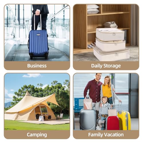 Image of 12Pcs Packing Travel Cubes for Suitcase Luggage Organizers with 5 Drawstring Bags,Suitcase Organiser Bag with Waterproof Shoe Storage Bag Compression Pouches