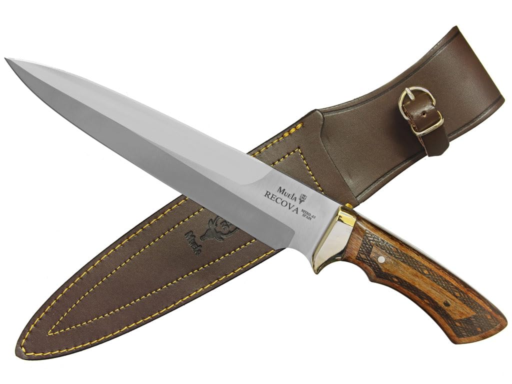 LO TRINCO YO Muela Cuchillo Remate RECOVA hoja de acero Nitro-42 de 23 cm y empuñadura de Madera prensada Haya grabada para Caza, Pesca, Supervivencia y Bushcraft