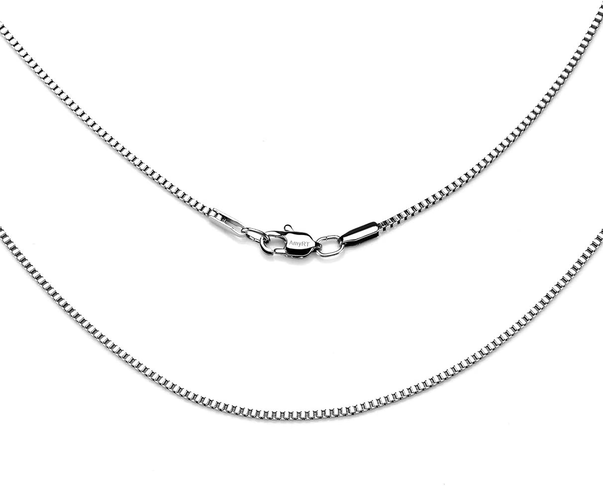 AmyRTJewelry 1.1mm Titanium Steel Silver Box Chain Necklaces for Women 26 Inches