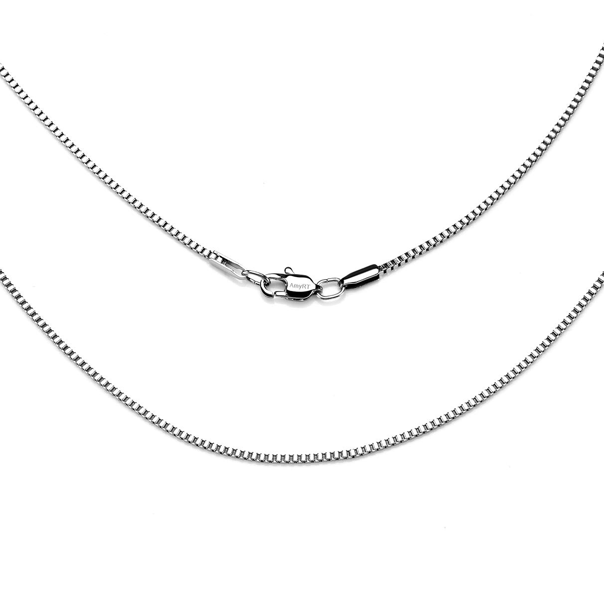 AmyRTJewelry 1.1mm Titanium Steel Silver Box Chain Necklaces for Women 26 Inches